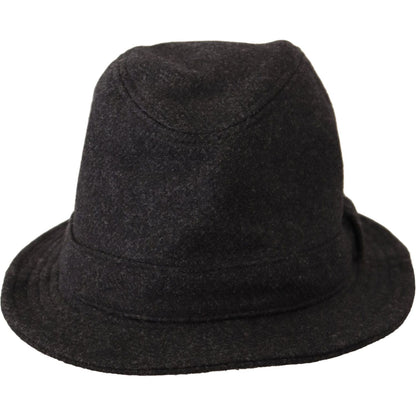 Dolce & Gabbana Gray Virgin Wool Logo Fedora Trilby Cappello Hat