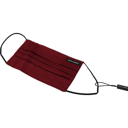 Dolce & Gabbana Maroon Silk Pleated Elastic Ear Strap One Size Face Mask