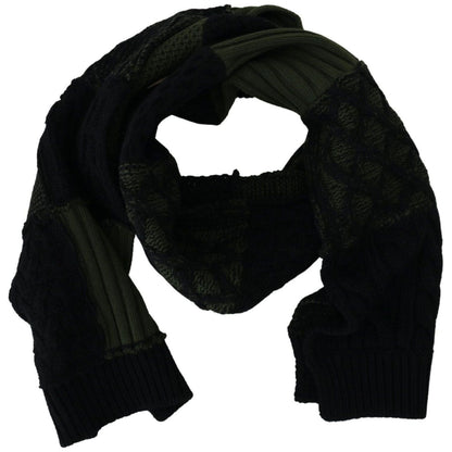 Dolce & Gabbana Black Green Knitted Men Neck Wrap Shawl Scarf