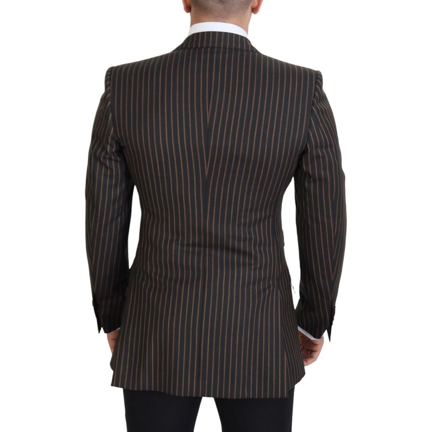 Dolce & Gabbana Black Brown Stripes Single Breasted Blazer