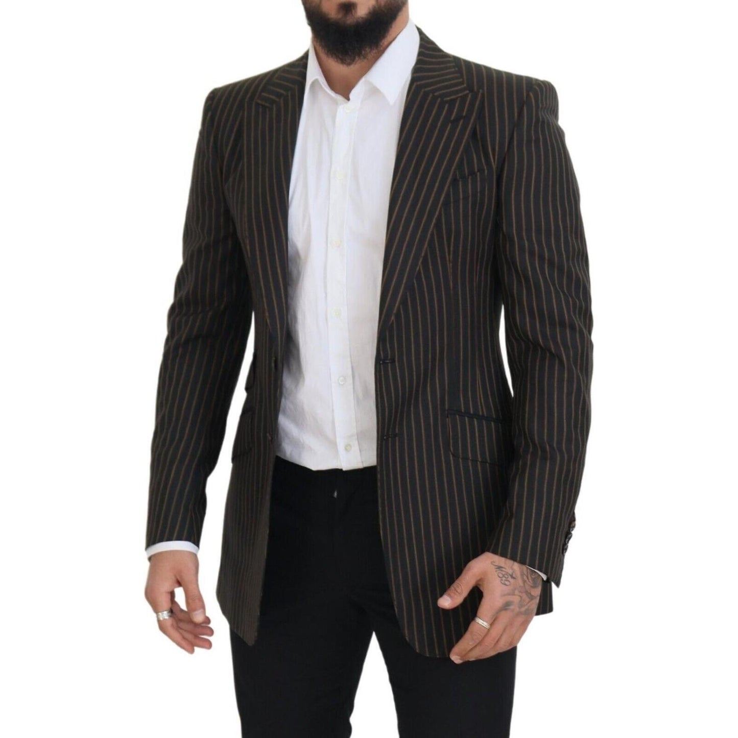 Dolce & Gabbana Elegant Striped Wool Blend Slim Blazer Dolce & Gabbana