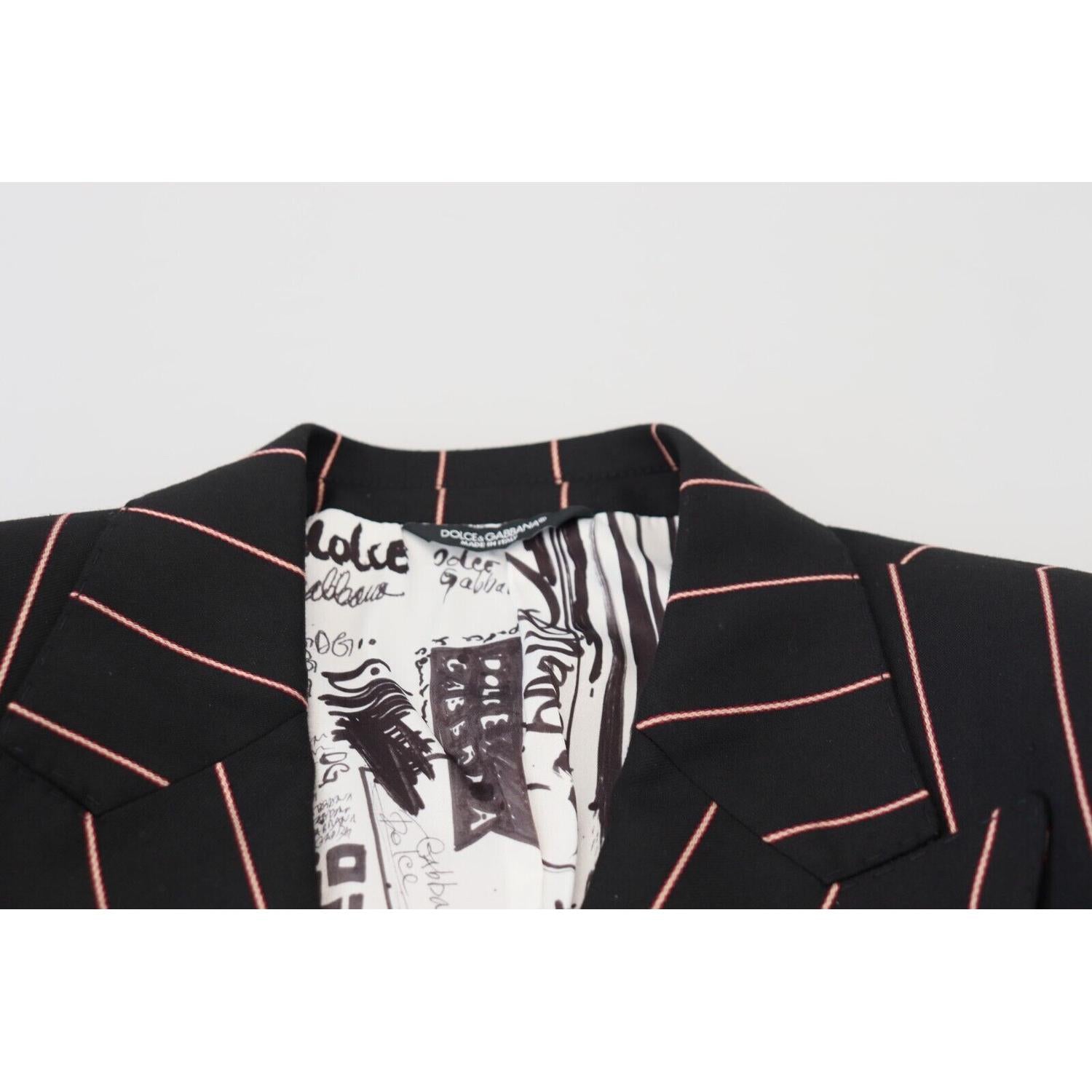 Dolce & Gabbana Black Stripes Viscose Double Breasted Blazer