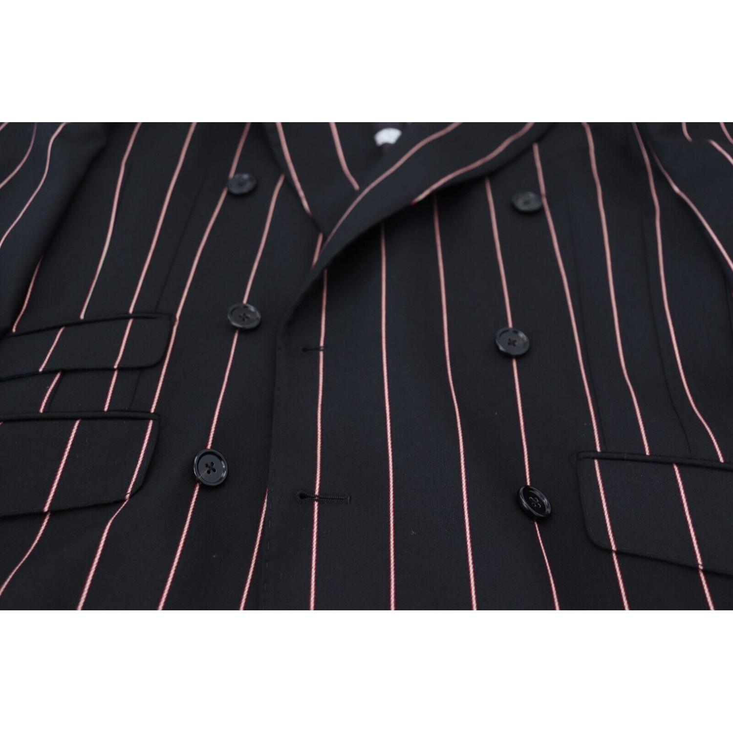 Dolce & Gabbana Black Stripes Viscose Double Breasted Blazer