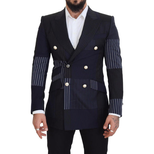 Dolce & Gabbana Elegant Navy Double Breasted Wool Blazer Dolce & Gabbana