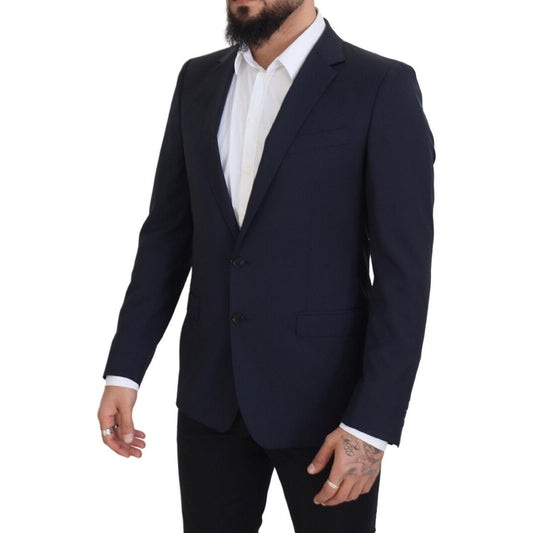 Dolce & Gabbana Elegant Dark Blue Slim Fit Wool Blazer Dolce & Gabbana