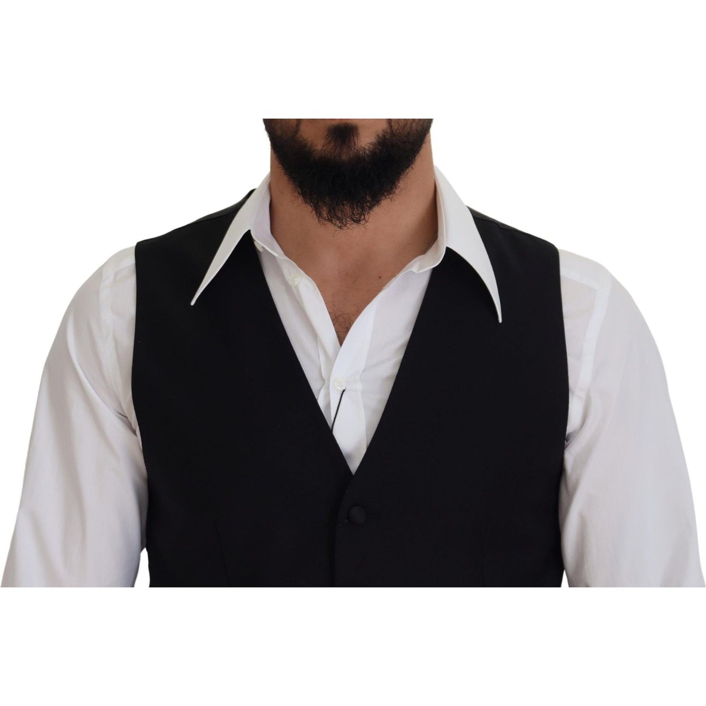 Dolce & Gabbana Elegant Black Single-Breasted Dress Vest Dolce & Gabbana