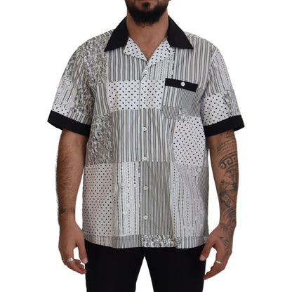 Dolce & Gabbana White Black Patterned Button Down Shirt