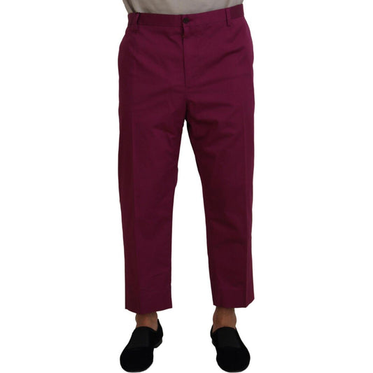 Dolce & Gabbana Magenta Cotton DG Logo Pocket Trouser Pants