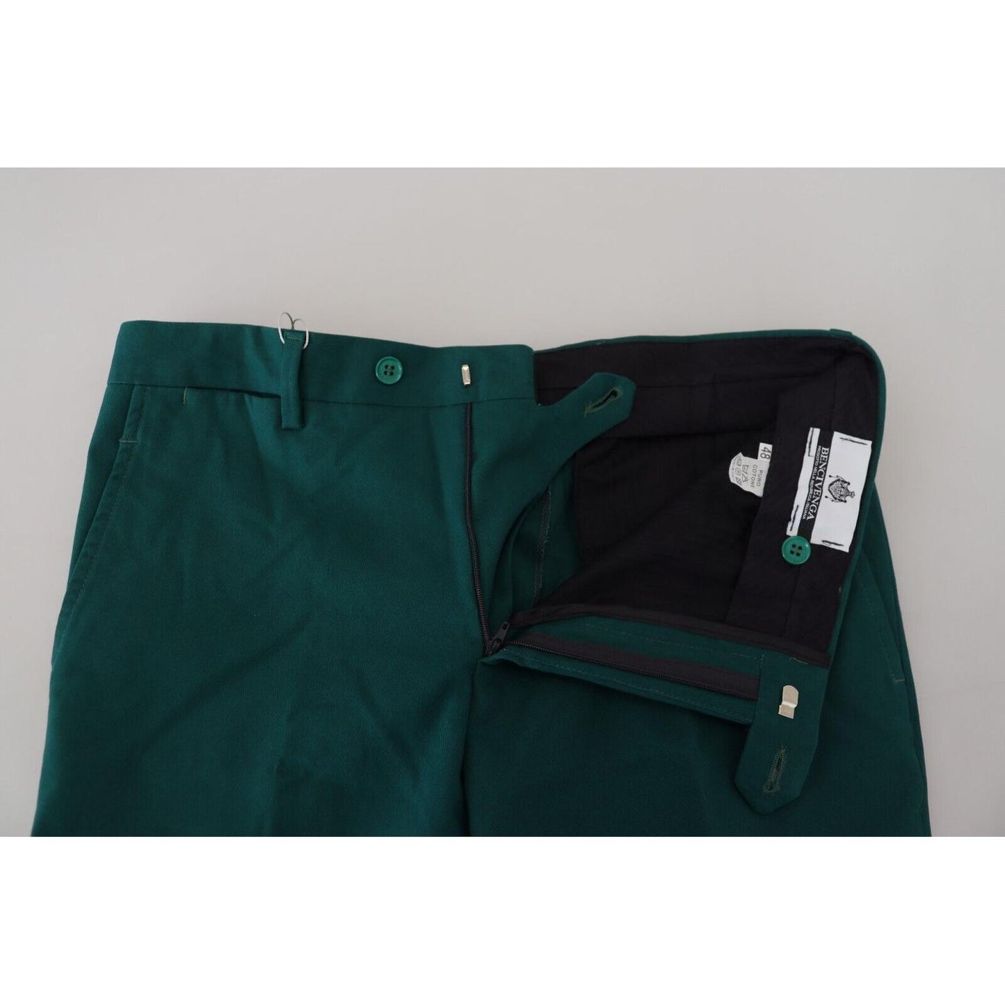 BENCIVENGA Elegantly Tailored Green Pure Cotton Pants BENCIVENGA