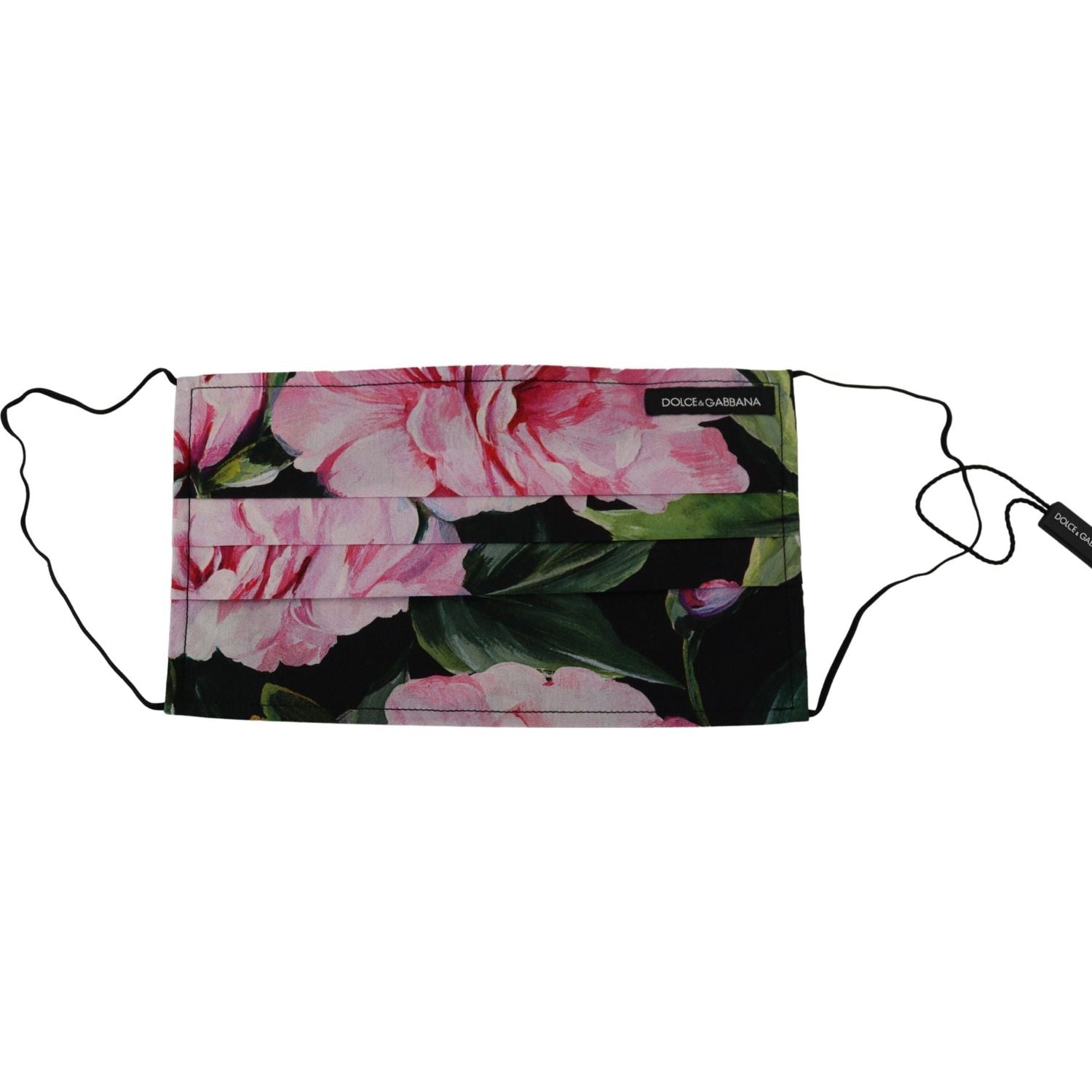 Dolce & Gabbana Black Floral Pleated Elastic Ear Strap Face Mask