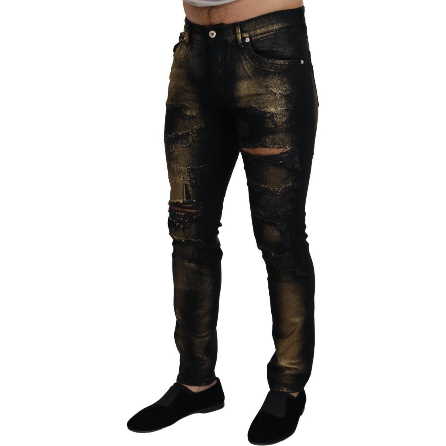 Dolce & Gabbana Elegant Black Gold Dust Jeans Dolce & Gabbana