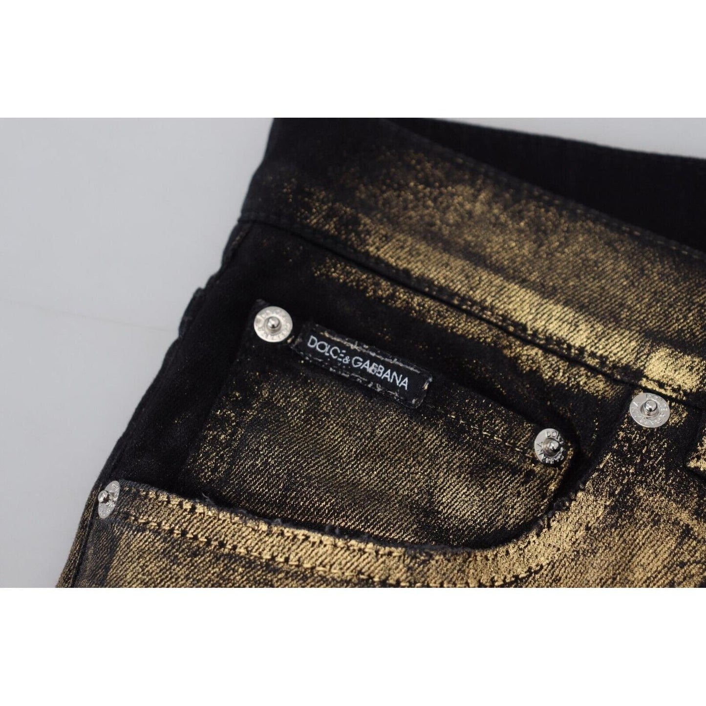 Dolce & Gabbana Elegant Black Gold Dust Jeans Dolce & Gabbana