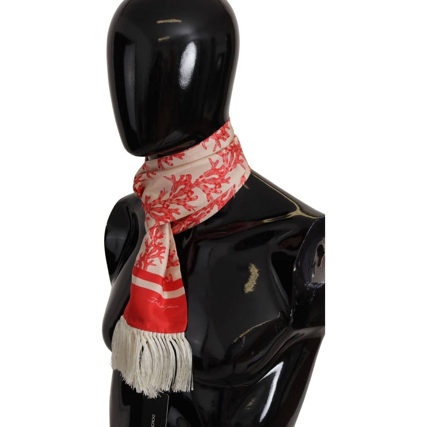 Dolce & Gabbana Elegant Silk Men's Scarf Wrap - Red Coral Print Dolce & Gabbana