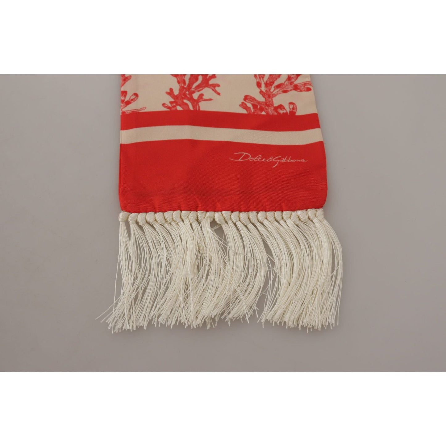 Dolce & Gabbana Elegant Silk Men's Scarf Wrap - Red Coral Print Dolce & Gabbana