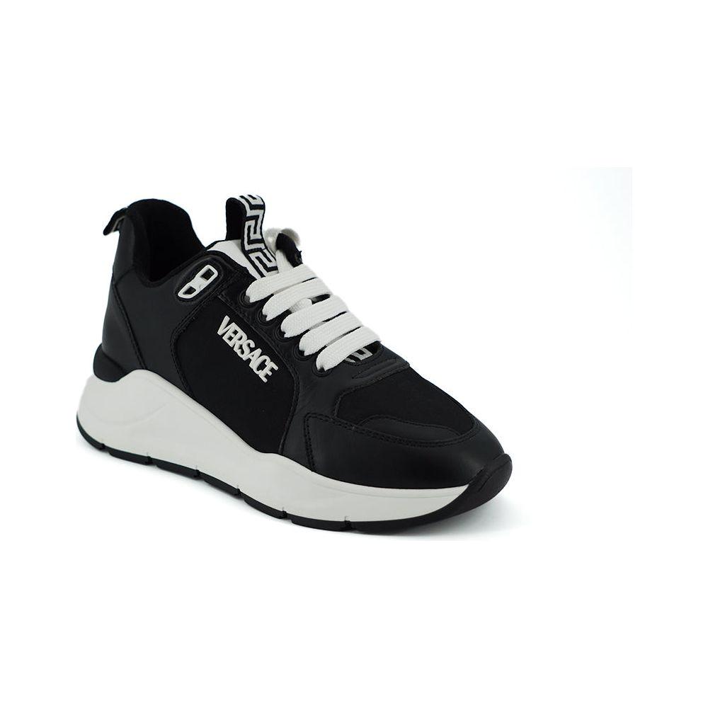 Versace Black and White Calf Leather Sneakers