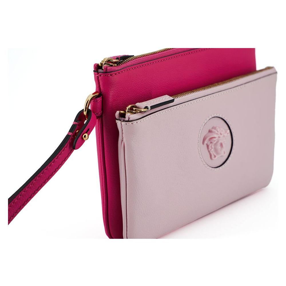 Versace Elegant Pink Leather Pouch Clutch Versace