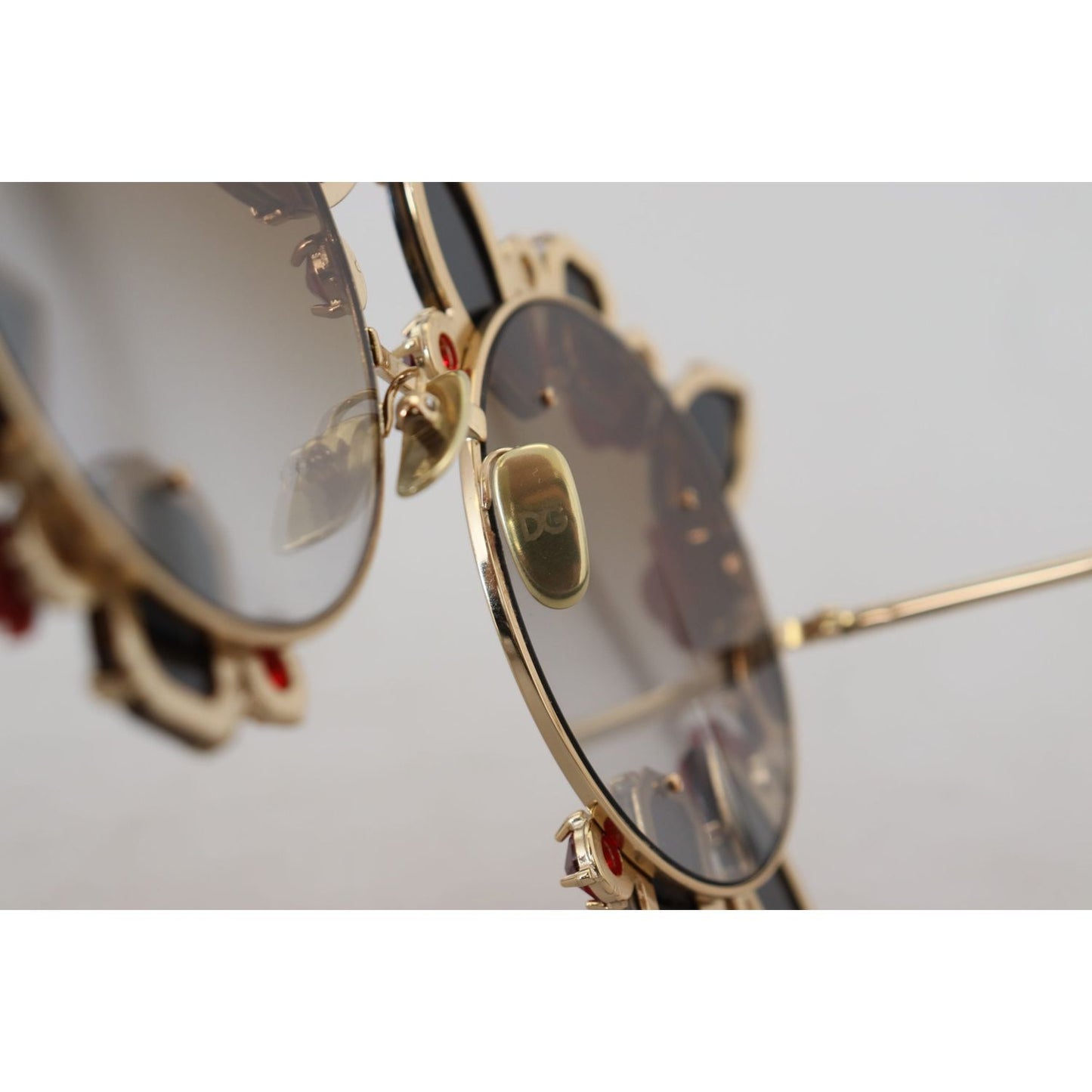 Dolce & Gabbana Elegant Round Rose-Embellished Sunglasses Dolce & Gabbana