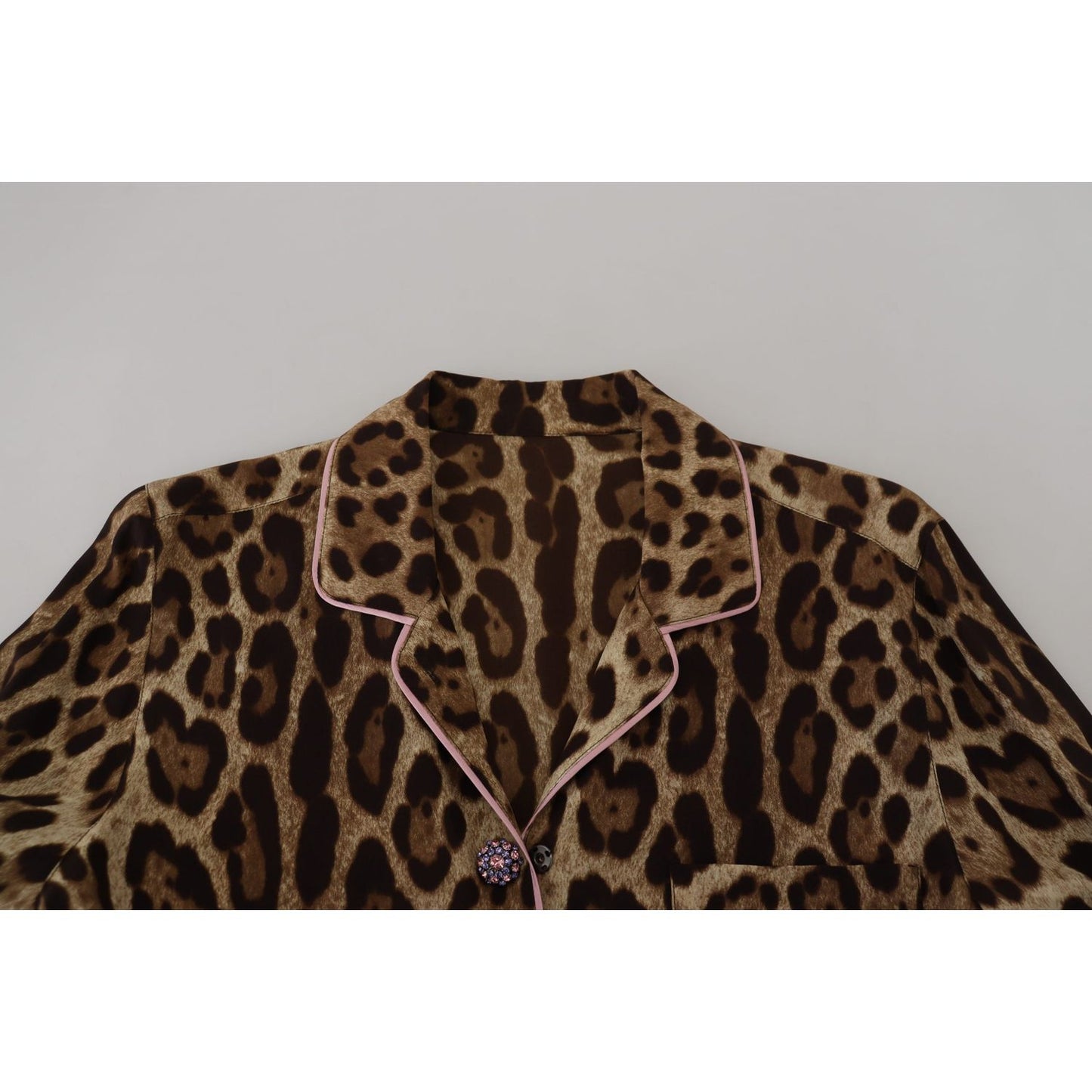 Dolce & Gabbana Brown Leopard Print Long Sleeves Blouse Top