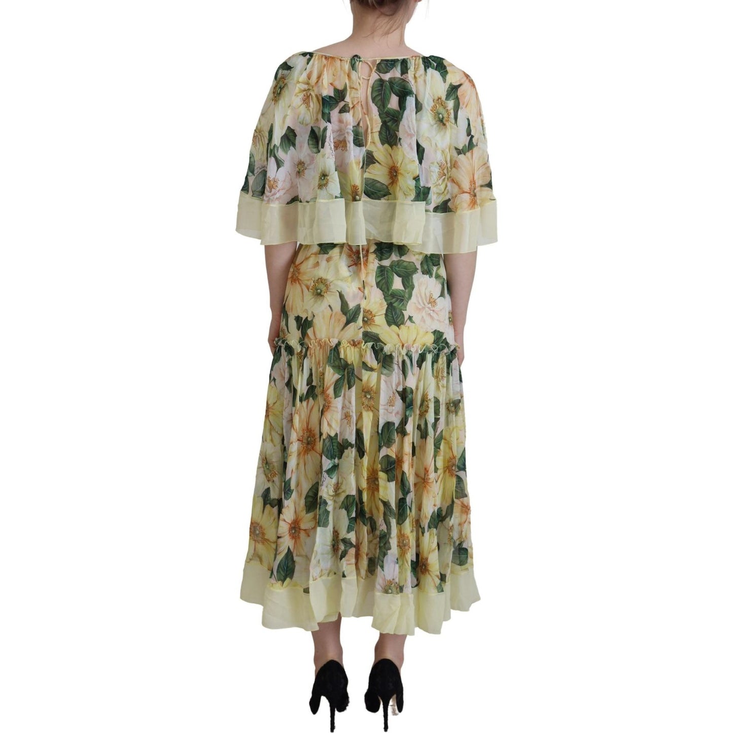 Dolce & Gabbana Floral Silk Pleated Maxi Dress Dolce & Gabbana