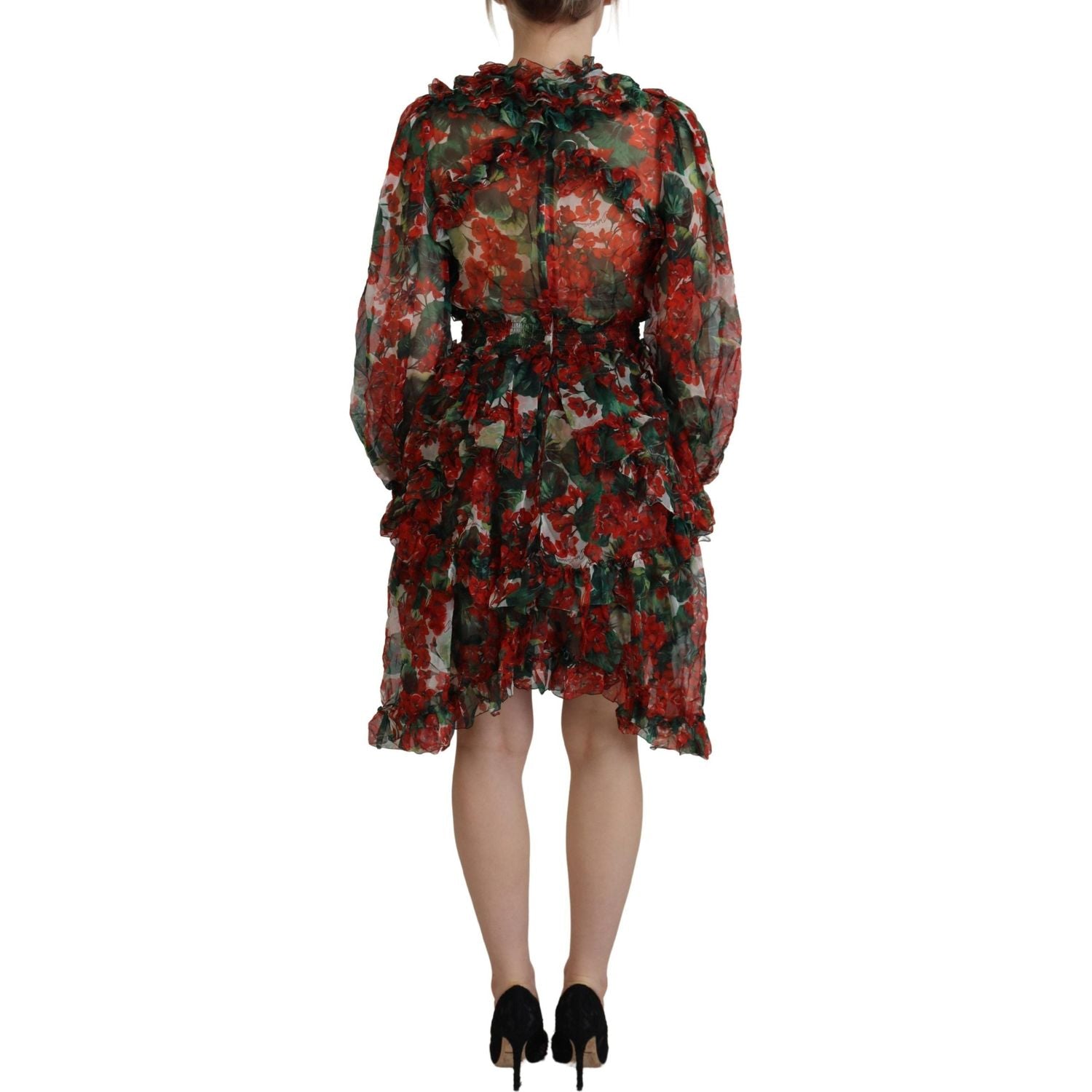 Dolce & Gabbana Multicolor Geranium A-line Knee Length Dress