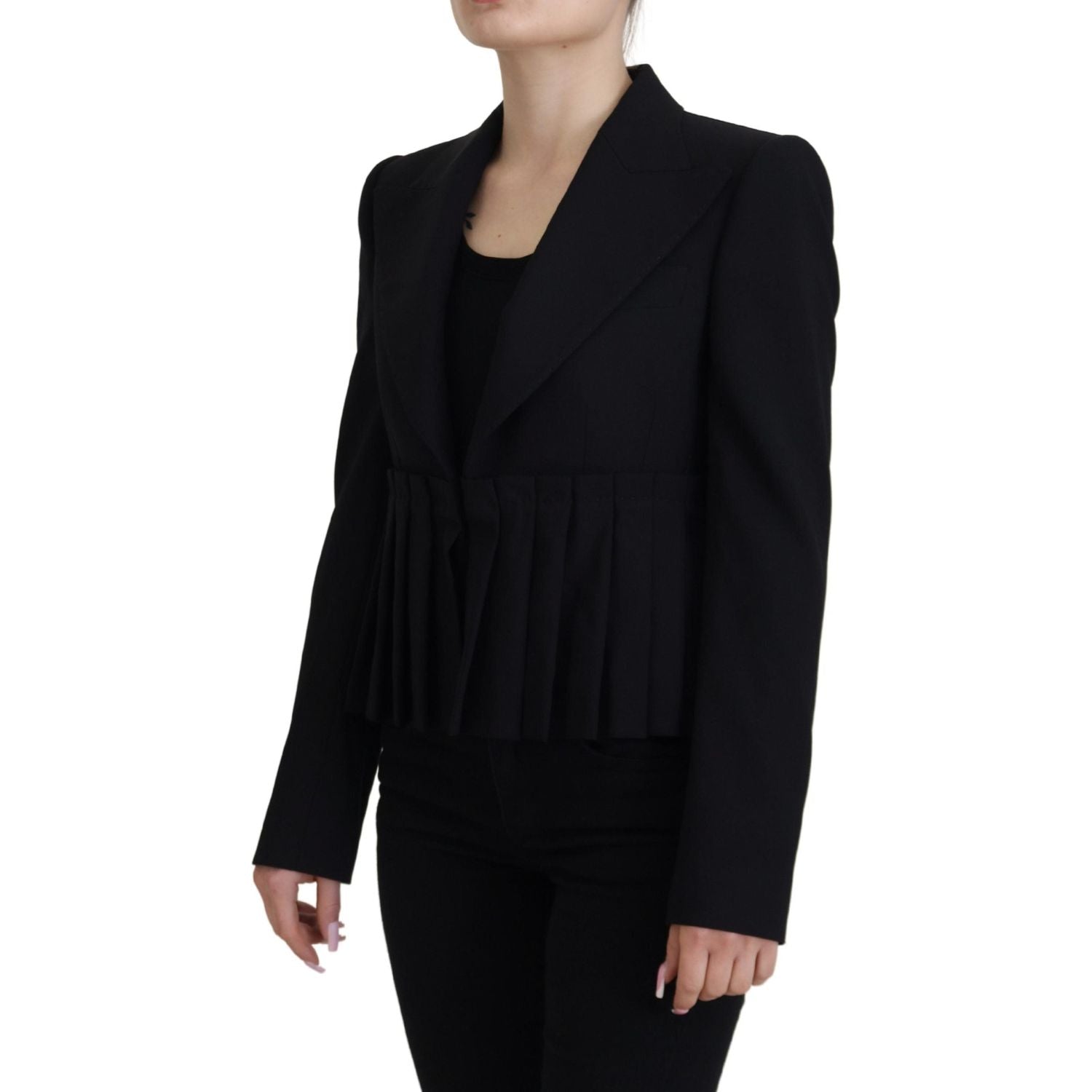 Dolce & Gabbana Black Single Breasted Fit Blazer Wool Jacket