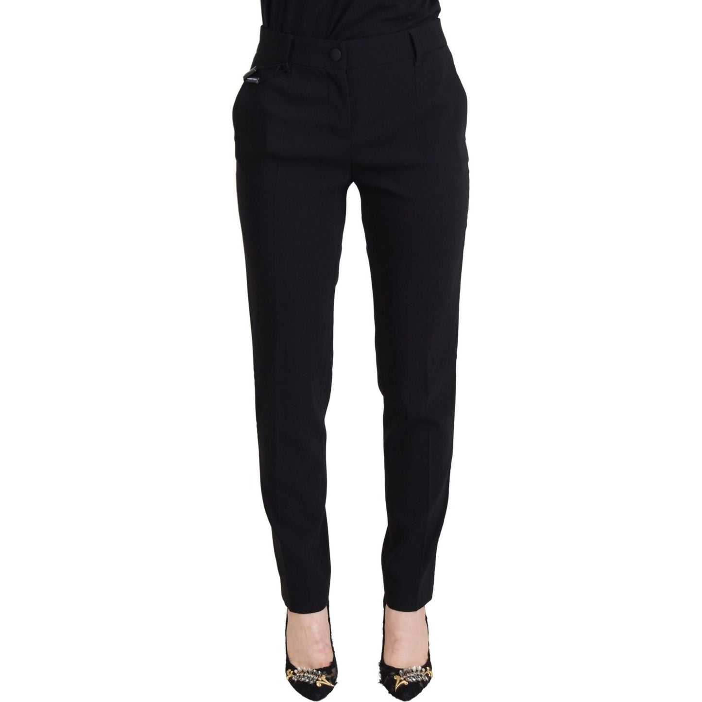 Dolce & Gabbana Elegant Black Wool-Silk Pants Dolce & Gabbana