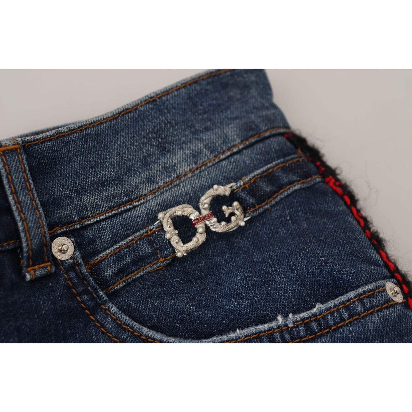 Dolce & Gabbana Elevated Elegance Checkered Back Denim Pants Jeans & Pants Dolce & Gabbana