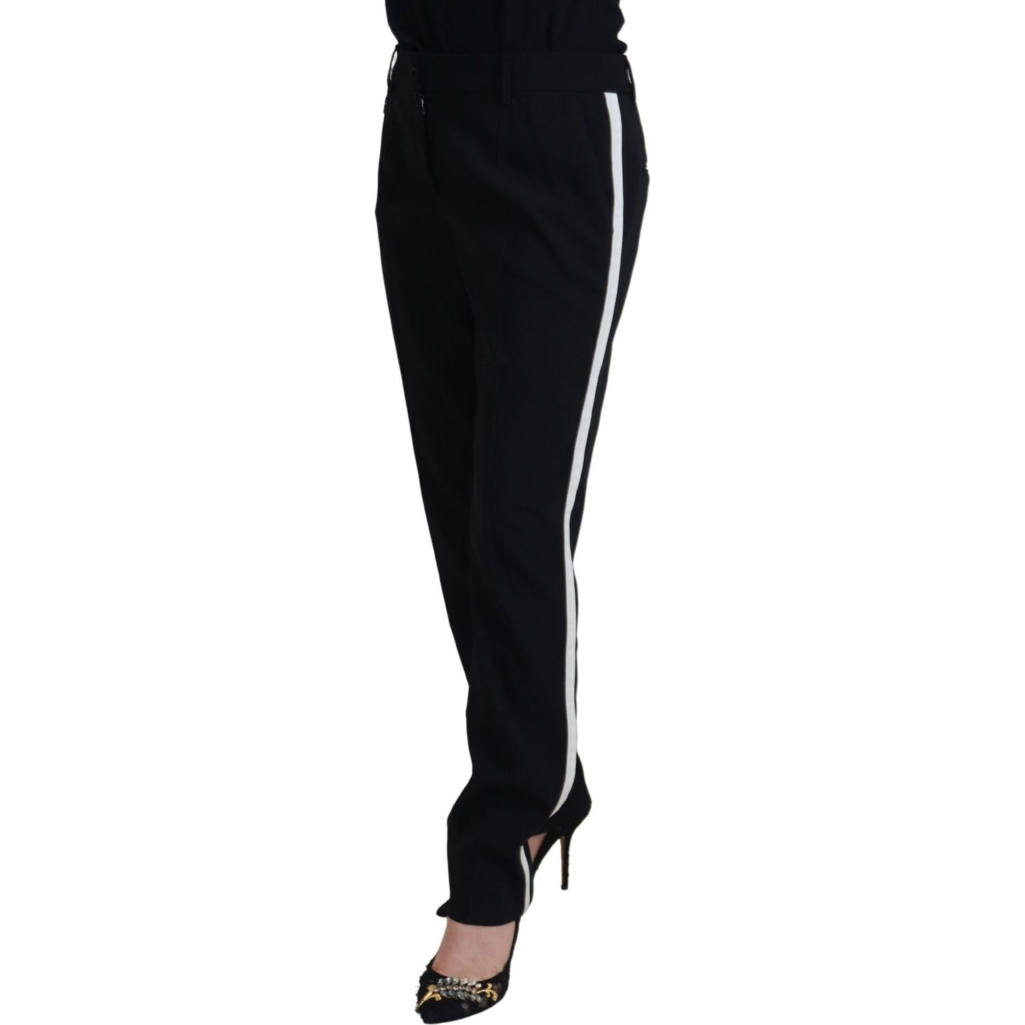 Dolce & Gabbana Black Tapered Women Wool Pants