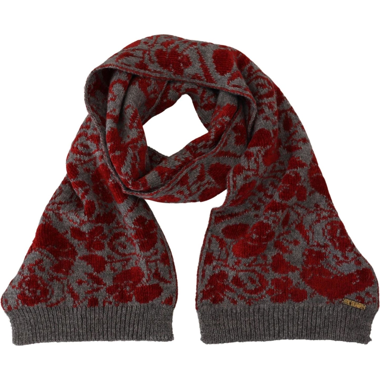 GF Ferre Chic Red and Grey Cotton Wrap Scarf GF Ferre