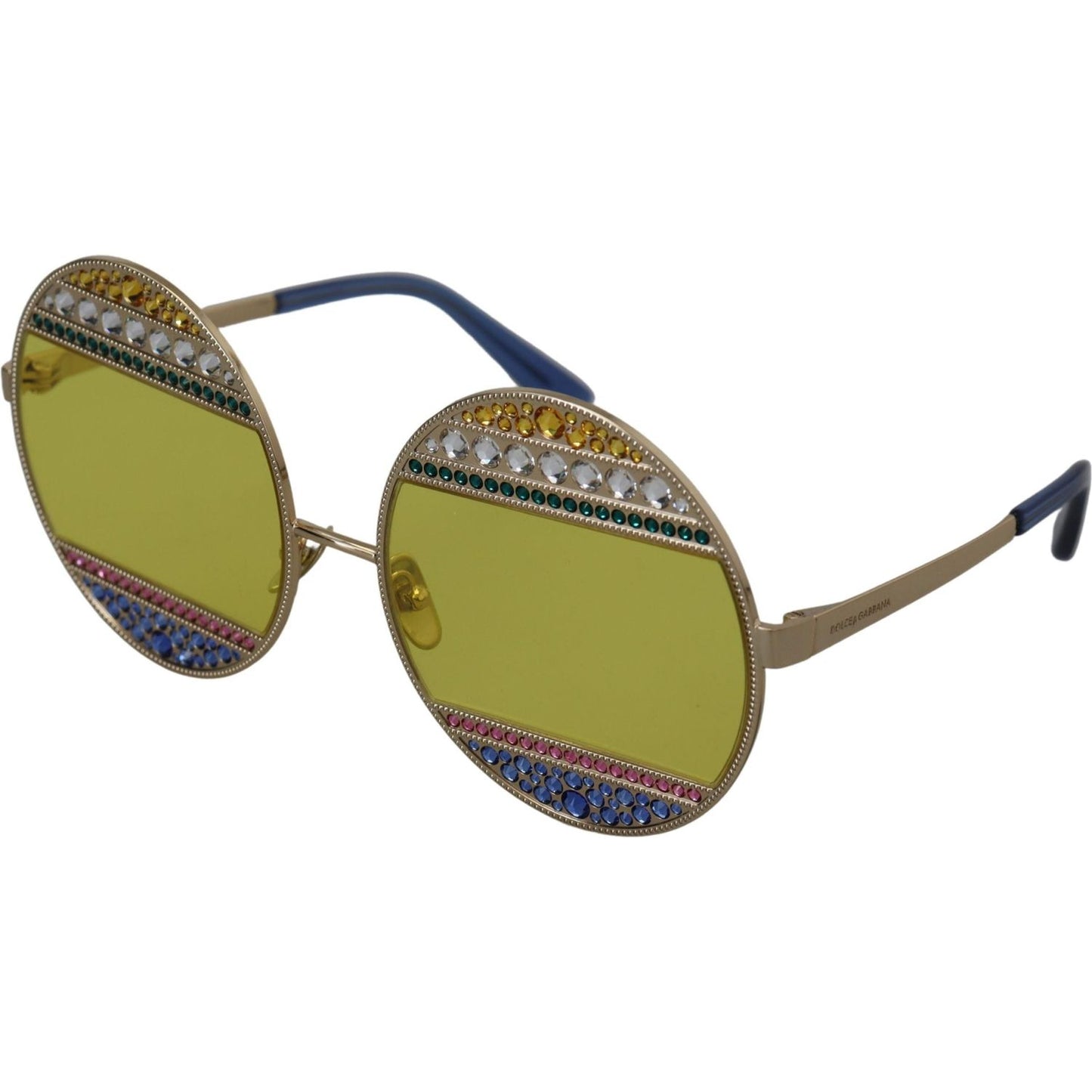 Dolce & Gabbana Crystal Embellished Gold Oval Sunglasses Dolce & Gabbana