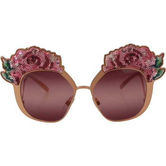 Dolce & Gabbana Chic Rose Sequin Embroidered Sunglasses Dolce & Gabbana