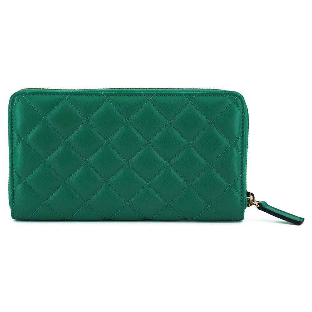 Versace Elegant Quilted Leather Zip Wallet WOMAN WALLETS Versace