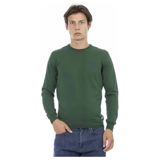 Baldinini Trend Green Cotton Men Sweater Baldinini Trend