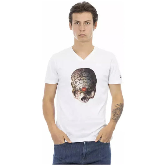 Trussardi Action White Cotton Men's V-Neck T-Shirt Trussardi Action