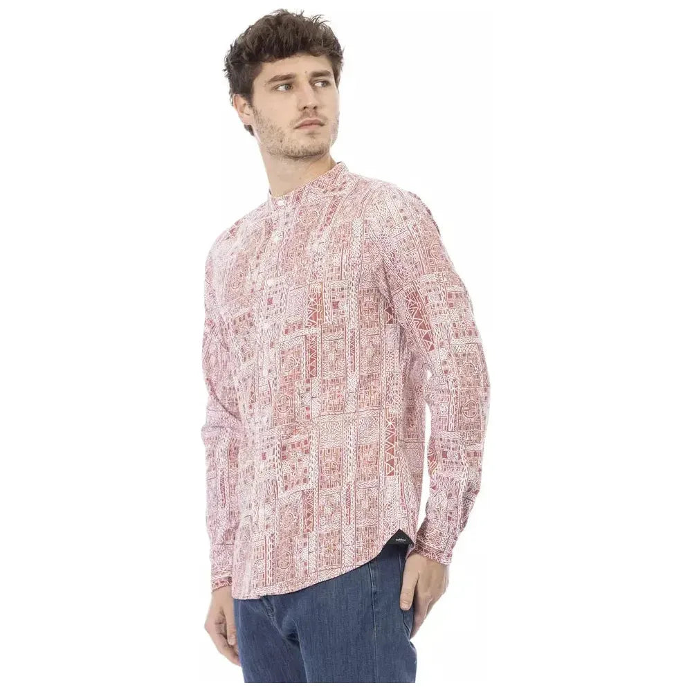 Baldinini Trend Red Cotton Men Shirt Baldinini Trend Gray