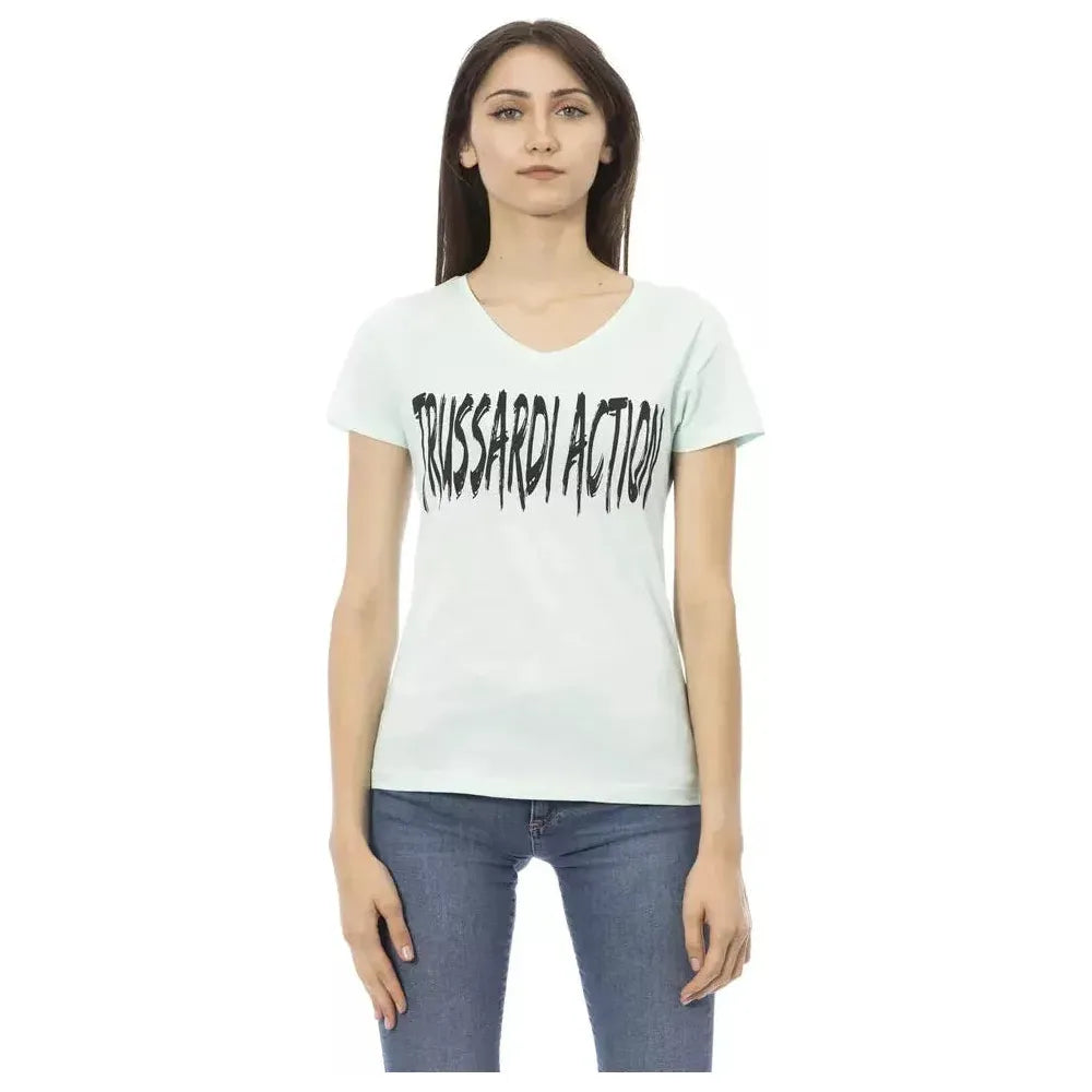 Trussardi Action Light Blue Cotton Women Top Trussardi Action