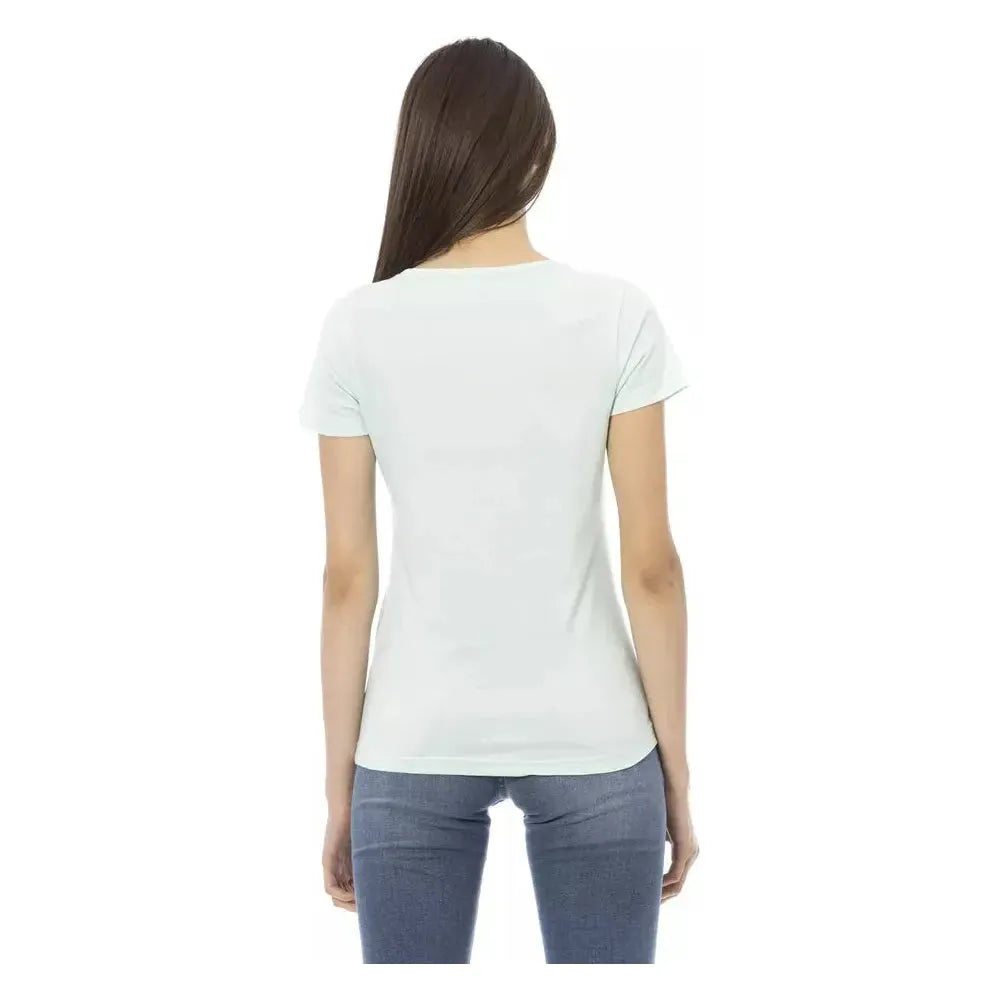 Trussardi Action Light Blue Cotton Women Top Trussardi Action