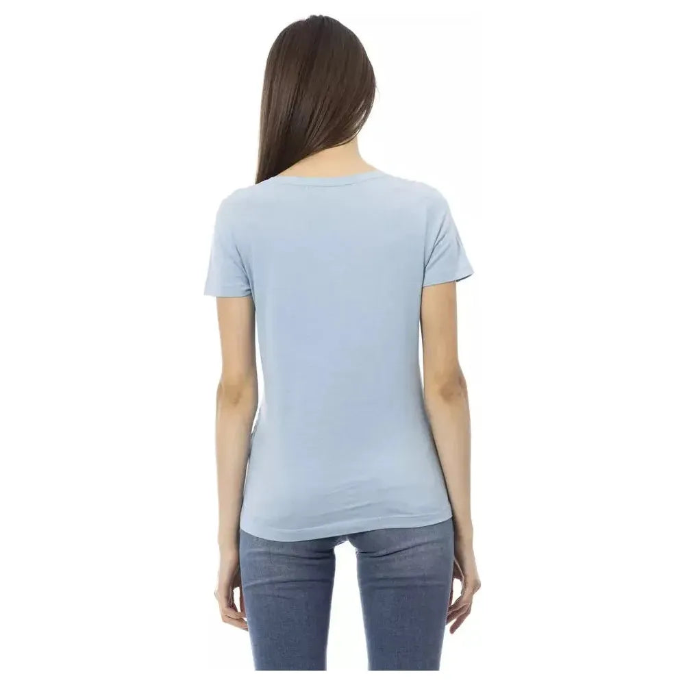 Trussardi Action Light Blue Cotton Women Top Trussardi Action