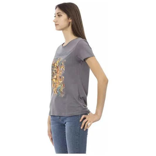 Trussardi Action Gray Cotton Women Top Trussardi Action