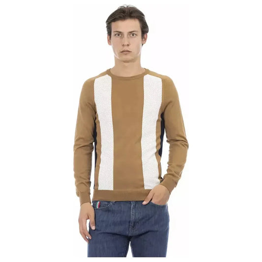 Baldinini Trend Brown Cotton Men Sweater Baldinini Trend