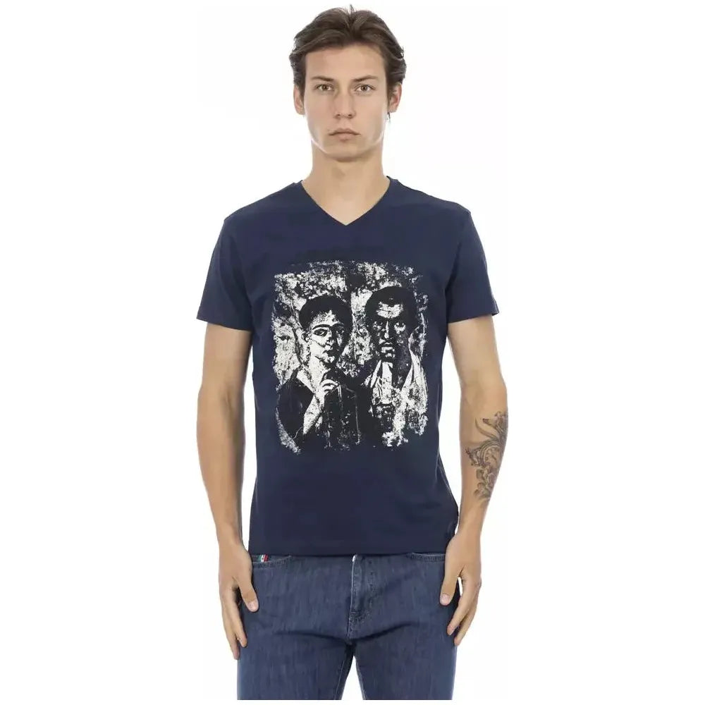 Trussardi Action Blue Cotton Men T-Shirt Trussardi Action