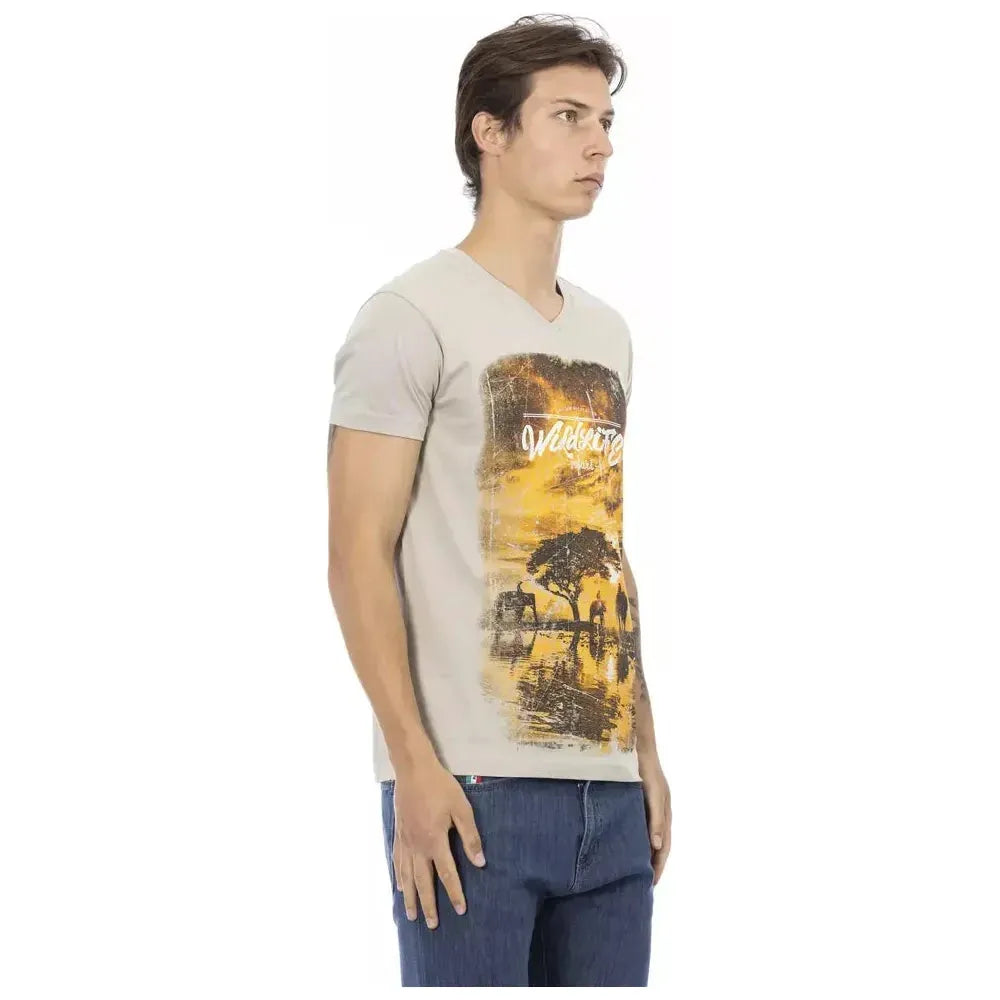Trussardi Action Beige Cotton Men T-Shirt