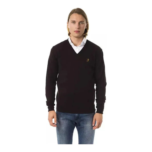 Uominitaliani Brown Merino Wool Men Sweater