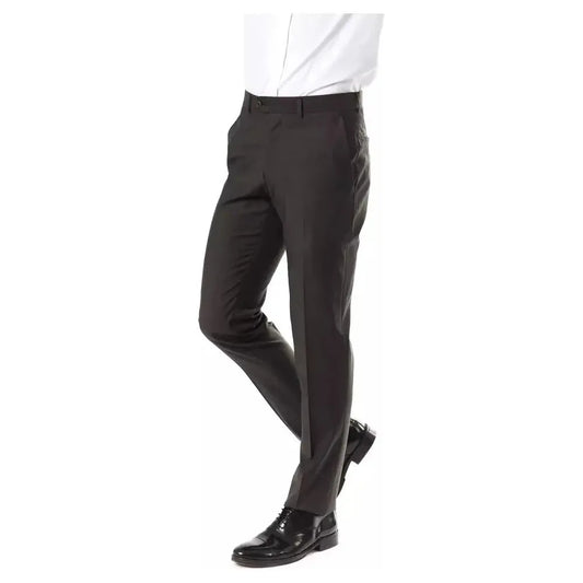 Uominitaliani Gray Wool Men Pants Uominitaliani