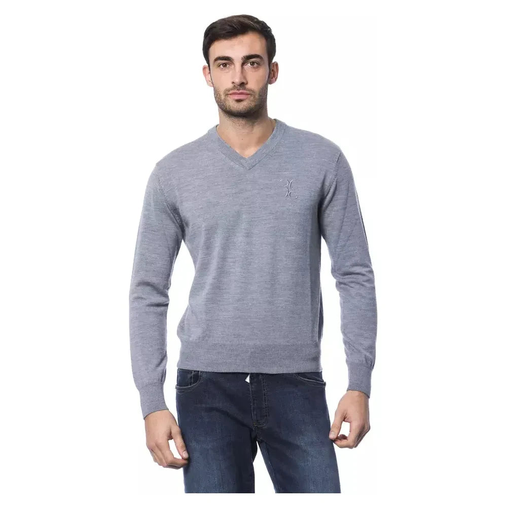 Billionaire Italian Couture Gray Merino Wool Men Sweater Billionaire Italian Couture