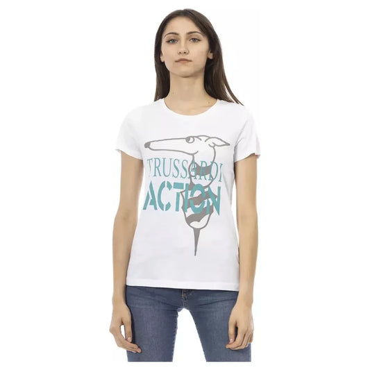 Trussardi Action Chic White Printed Tee: Summer Wardrobe Essential Trussardi Action