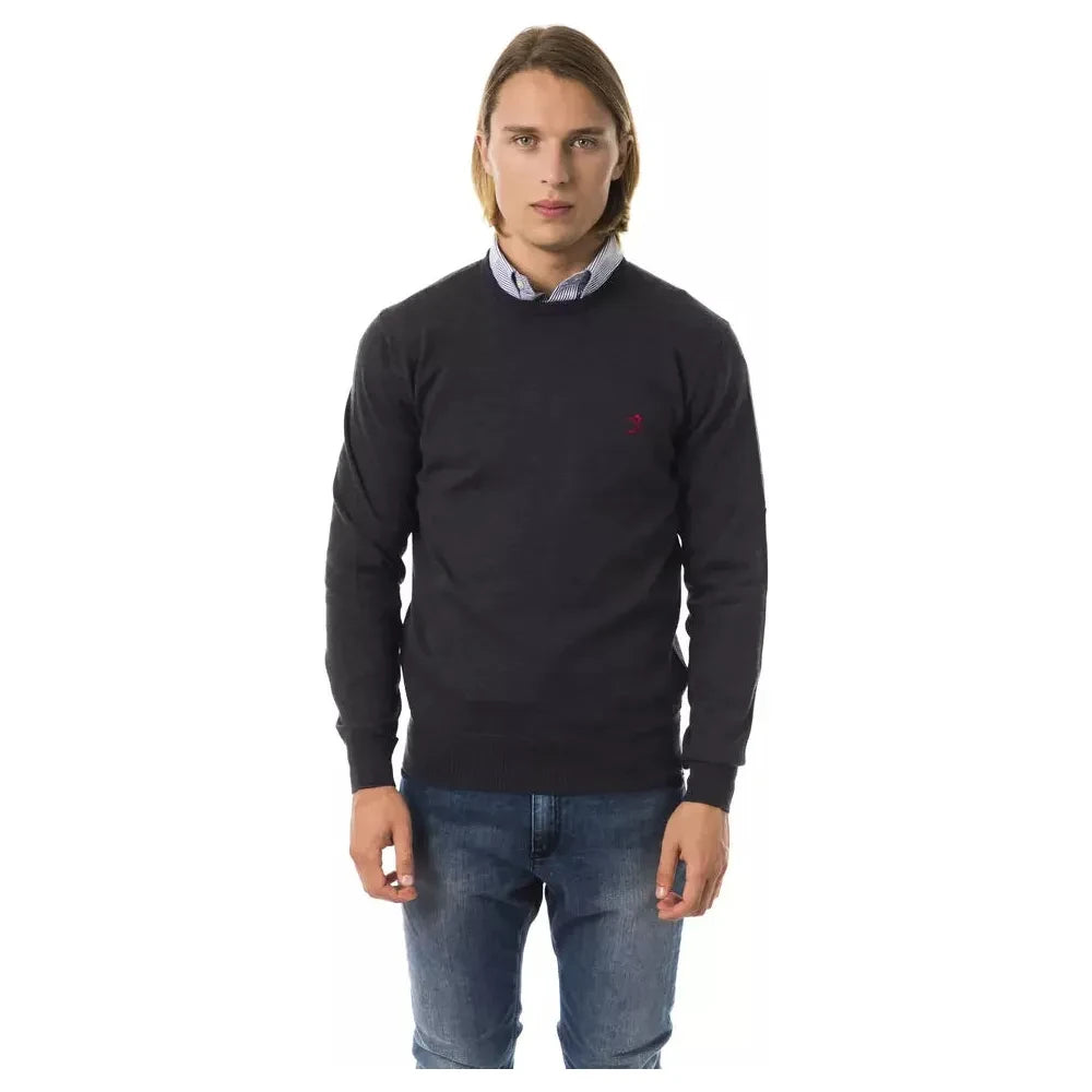 Embroidered Crew Neck Merino Wool Sweater