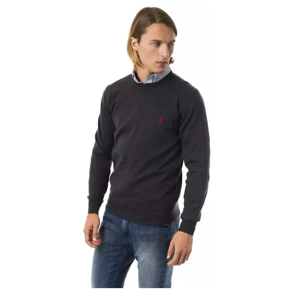 Embroidered Crew Neck Merino Wool Sweater