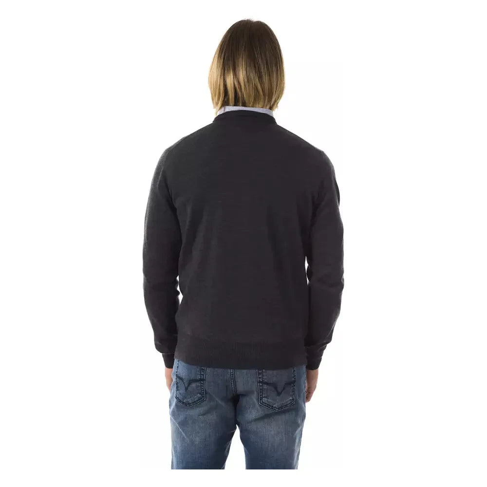 Embroidered Crew Neck Merino Wool Sweater