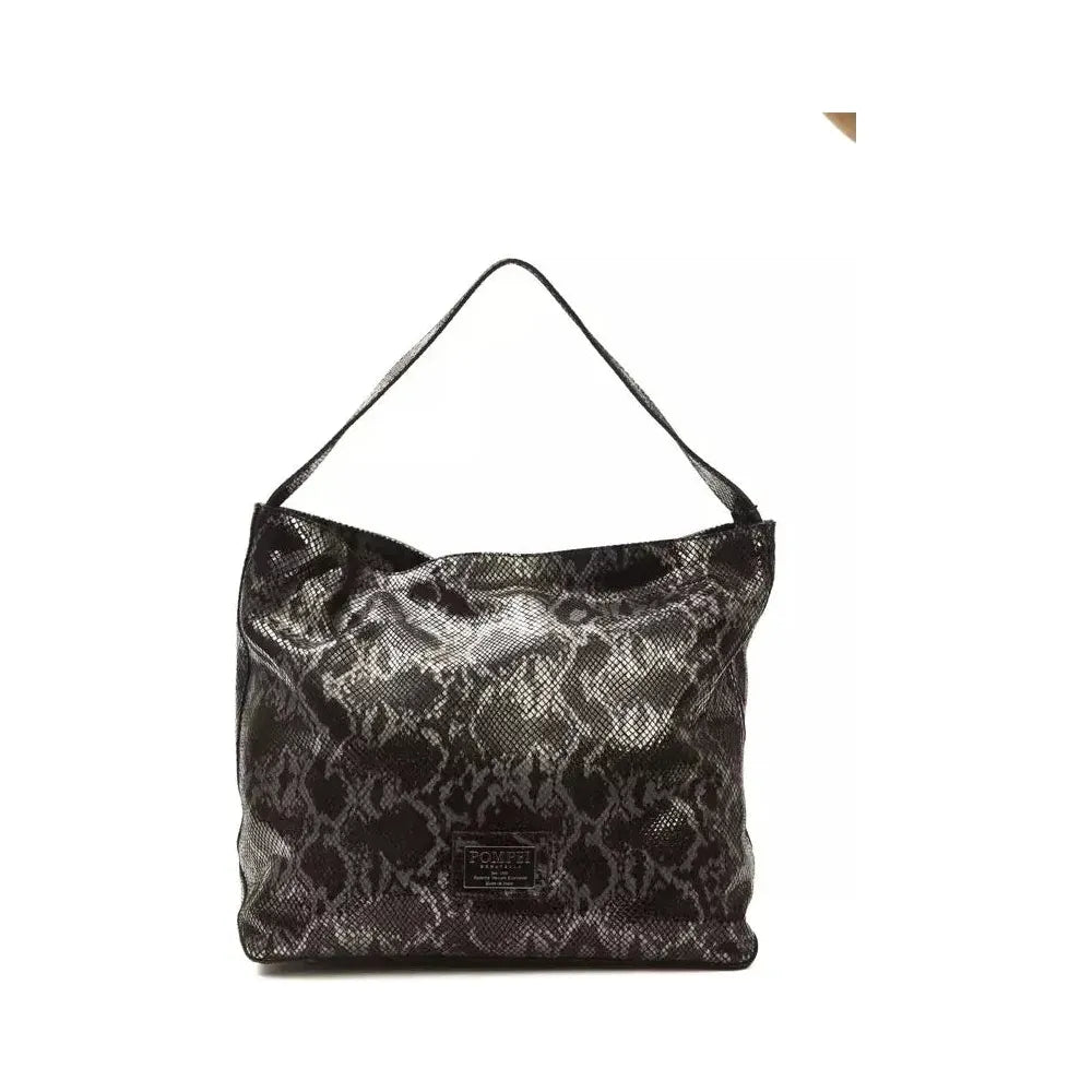 Pompei Donatella Gray Leather Women Shoulder Bag Pompei Donatella Dark Slate Gray